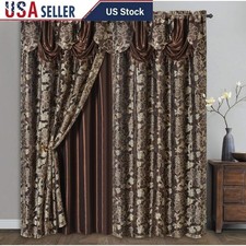 Double Layer Fancy Valance Floral Voile Curtain Light Filtering Privacy Decor US