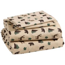 Cozy Cabin 4-Piece King Microfiber Bedding Sheet Set with Deep Pockets Rustic...