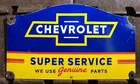 VINTAGE 1962 DATED CHEVROLET GENUINE PART 12” PORCELAIN CHEVY SUPER SERVICE SIGN