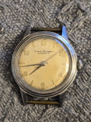 Vintage Girard Perregaux Gyromatic Watch Stainless Steel RUNS WELL