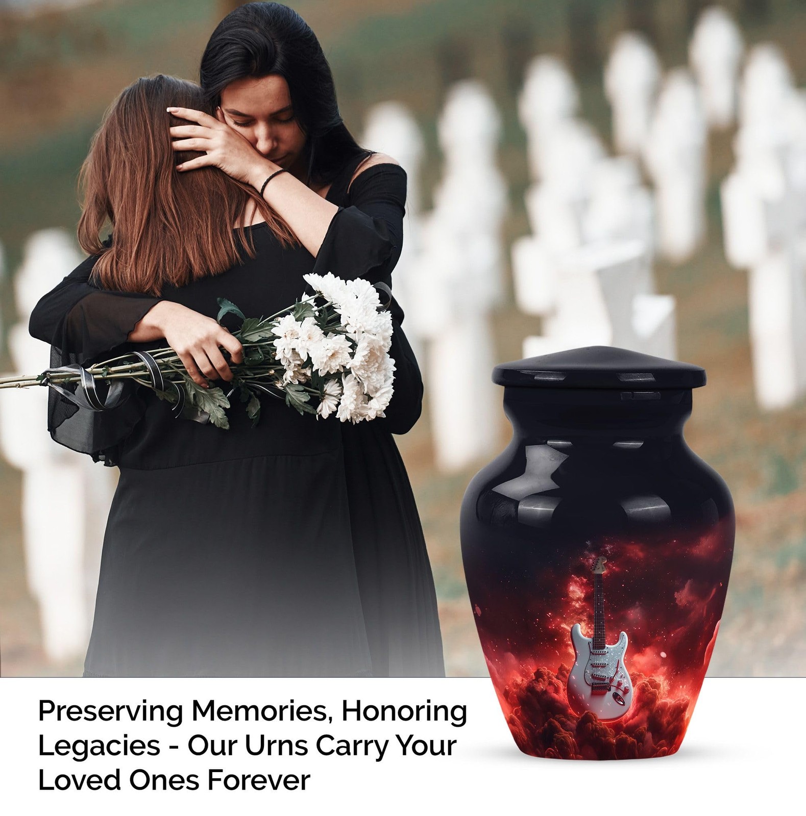 Guitar Urns 3Inch Set Of 2 for Human Ashes Decorative Memorial Urn for Adults