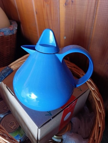 Originelle Thermoskanne Blau klein Kaffeekane Teekanne