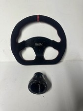 Matrix D Shape Steering Wheel Suede Black Red Stripe Can Am Polaris Rzr