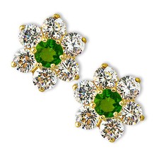 Baby/Children's Stylish 14K Gold Round Flower Peridot Screwback Earrings