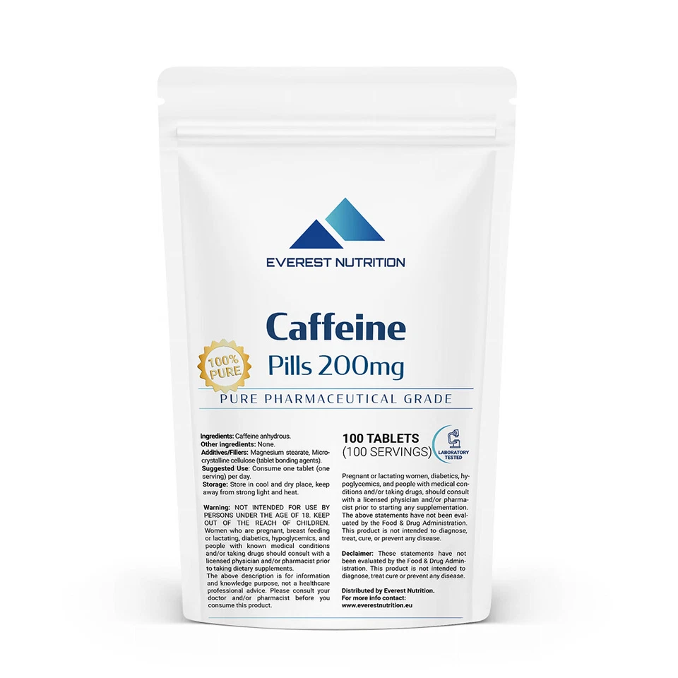 Koffein Tabletten 200mg – Extra Stark – Pharmaqualität – Schneller Gratisversand - Bild 1 von 4