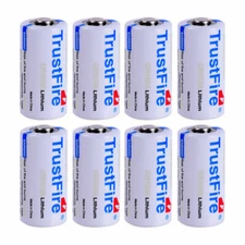 8pcs TrustFire CR123A 123A 85177 Lithium Battery 1400mAh 3.0V Batteries EXP 2035