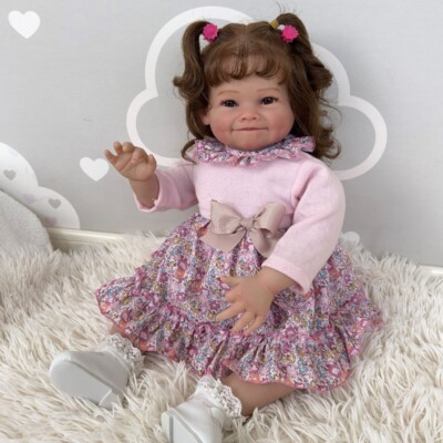 24inch Reborn Toddler Girl Raya Soft Cloth Body Rooted Hair 3D Skin Dolls Gifts
