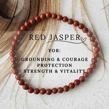 Natural Genuine Red Jasper 4mm Beaded Crystal Healing Reiki Men Women Bracelet