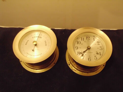 Seth Thomas Corsair Ships Bell  Clock & Barometer with keys clock, baro accurate - Afbeelding 1 van 16