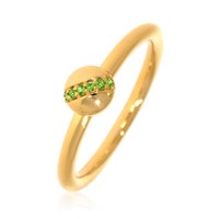Xen Ring Mit 6 Chromdiopside Ca. 0,04 Ct. Gelbvergoldet 58 / 18,4 Mm