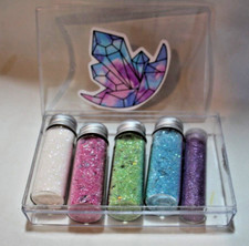 Glitter set 5 colors extra fine white pink green blue purple glitter w box