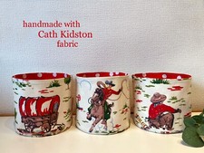 Handmade Cath Kidston Fabric Storage Basket Tub - Cowboys Cactus Dots Green Red