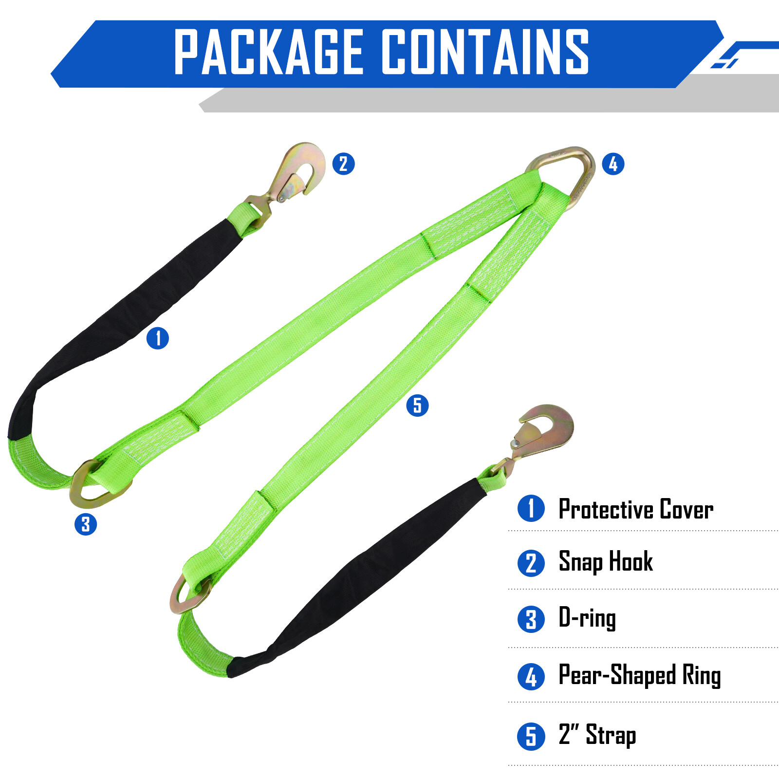 V-Bridle Strap 2" X 6' W/Snap Hooks W/Cordura Sleeve And Axle Straps, D - View #4