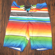 BOARD SHORTS Sz.30 Hang Ten 10 Swim Suit Colorful Rainbow Beach Pool