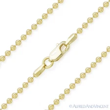 2.3mm Moon Cut Pave Bead Link 925 Sterling Silver 14k Gold-Plated Chain Necklace