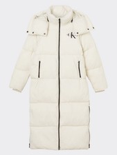 Calvin Klein Jeansremovable Sleeves Long Padded Coat - Off White Uk S Was £300