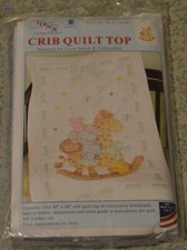 NEW  JACK DEMPSEY NEEDLE ART  CRIB QUILT TOP   GIRAFFE  FRIENDS