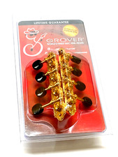 Grover Gold w/Black Button Vintage "F" Style Mandolin Tuners/Tuning Pegs 409FVGB