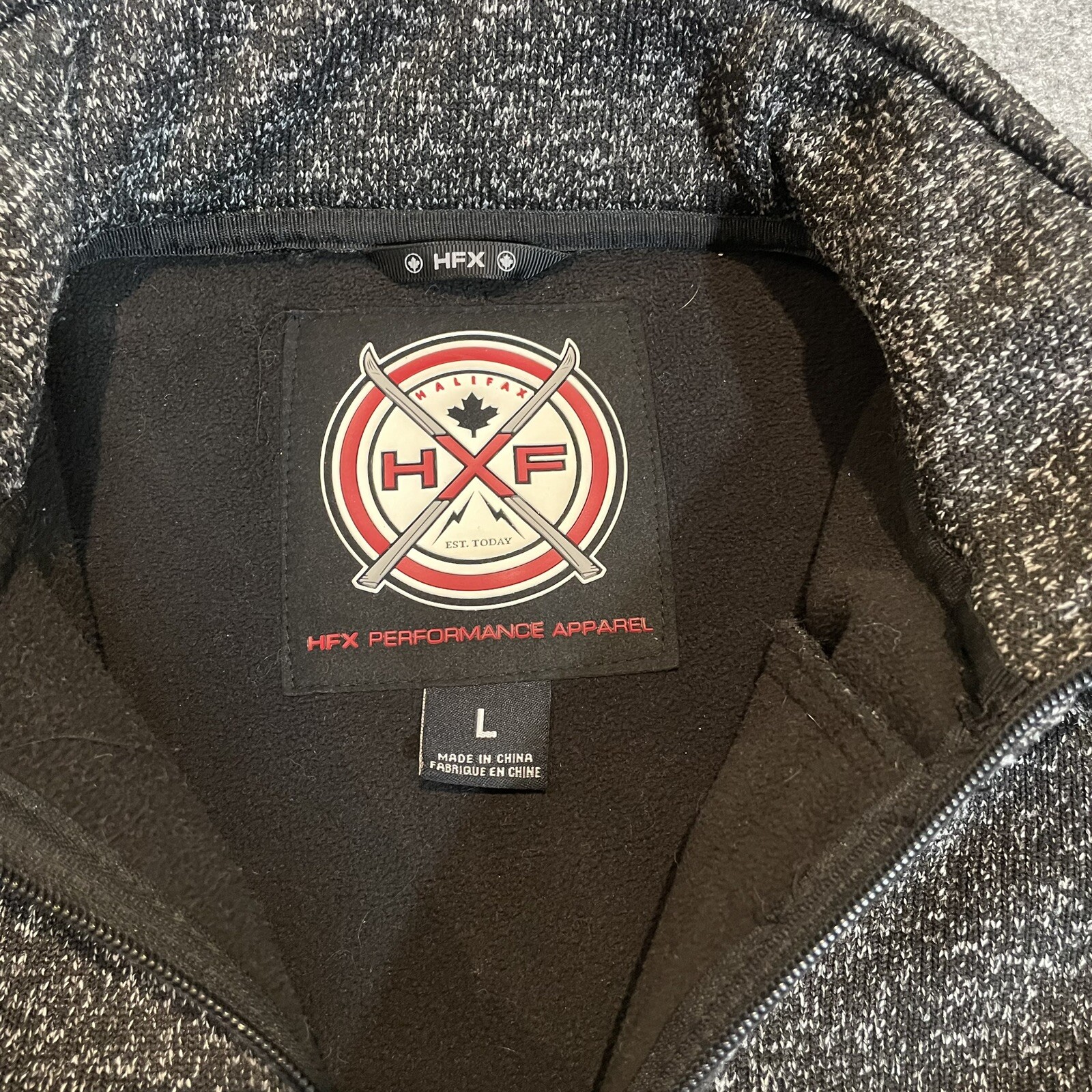 HFX Jacket Womens Large Heathered Black Full Zip Halifax Performance