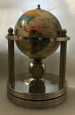 Vintage Gemstone Globe Silver Base with Temperature/ Barometer