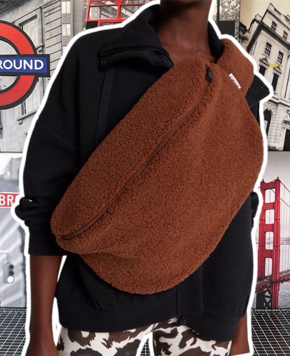 Calia Women's LARGE Sherpa Brown Sling Bag NEW