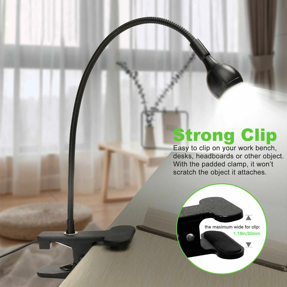 USB Reading Night Light Flexible LED Book Lamp Laptop Computer Clip-on Bed Desk - Image 4 of 4