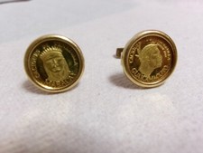 Vtg 18k Yellow Gold Venezuela Coin Cufflinks ...