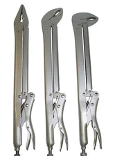 3pc 15" Extra Long Locking Pliers set w/ Straight, 45 & 90 degree Bent Nose