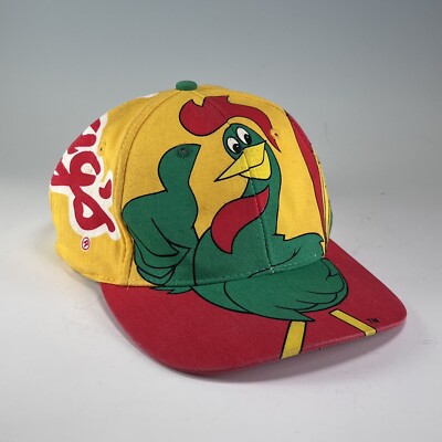 VTG '98 Kelloggs Corn Flakes SnapBack Cap Hat Corny Rooster All Over Print RARE