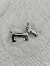 Vintage SAFRAN Scottie Dog Pin Brooch, Sterling Silver