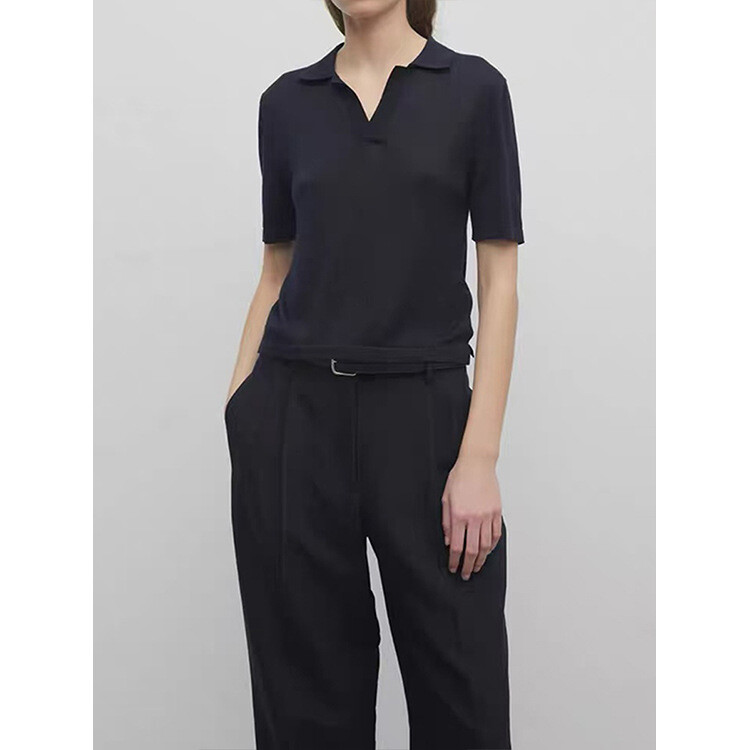 FILA Maglia donna THE ROW estiva seta lana girocollo basic tinta unita maniche corte