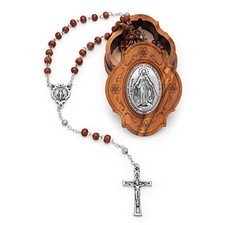 Rosary Beads Catholic Olive Wood Miraculous Virgin Wooden Prayer from Vatican