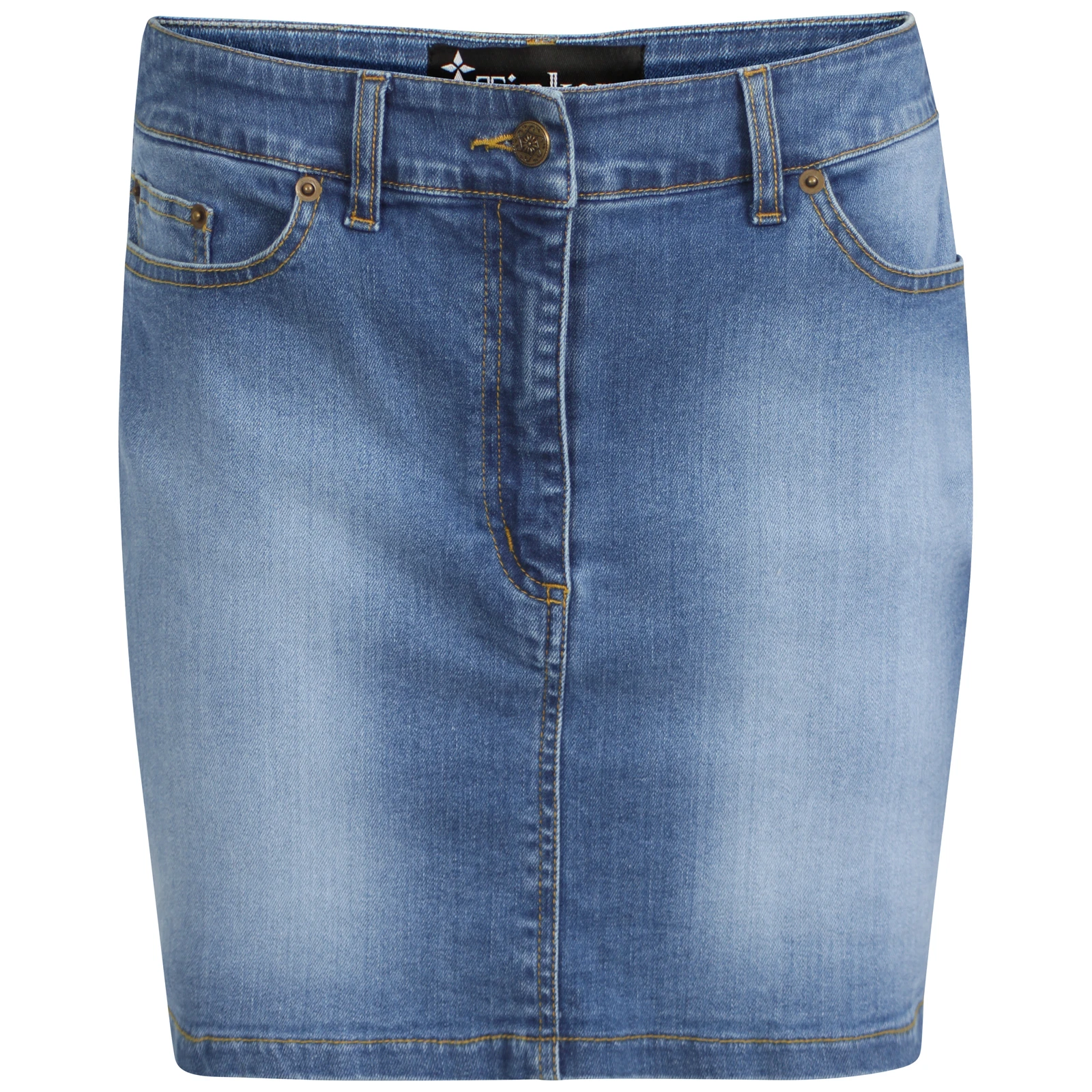 Women's Ladies Faded Denim Short Stretch Stone Wash Mini Skirt -Dianne demina