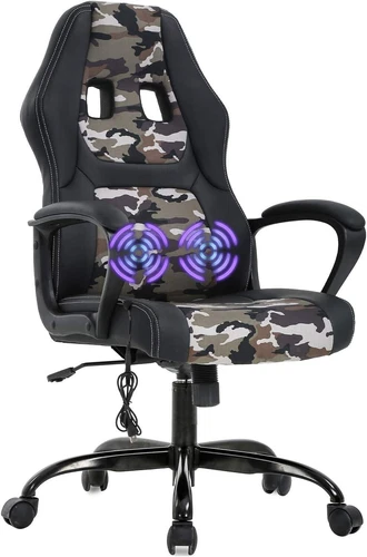 PC Gaming Chair Massage Office Chair Ergonomic Desk Chair Adjustable PU Leather