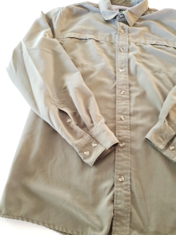 Nordic Track Shirt Button Up Mens Large Long Sleeve OLIVE GREEN