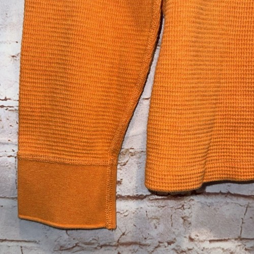 J Crew Shirt Mens Large Broken In Style Orange Waffle Knit Thermal Long Sleeve - Picture 3 of 7