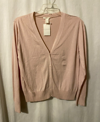 NWT Basic H&M Women's Sweater Cardigan Soft Rose Pink button-down Sz L