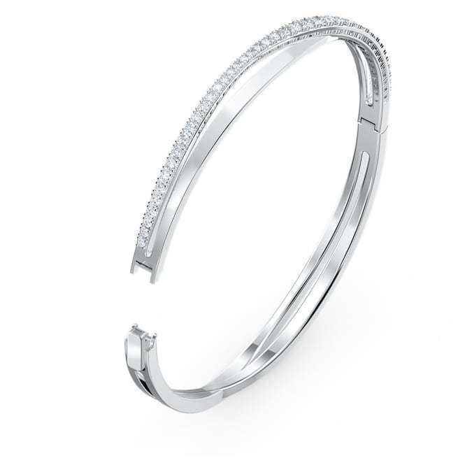 NWB Swarovski Twist Rows Bracelet, White, Rhodium Plated