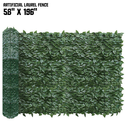 58''x196'' Ivy Leaf Artificial Faux Dark Green Privacy Fence Wall Hedge Decor