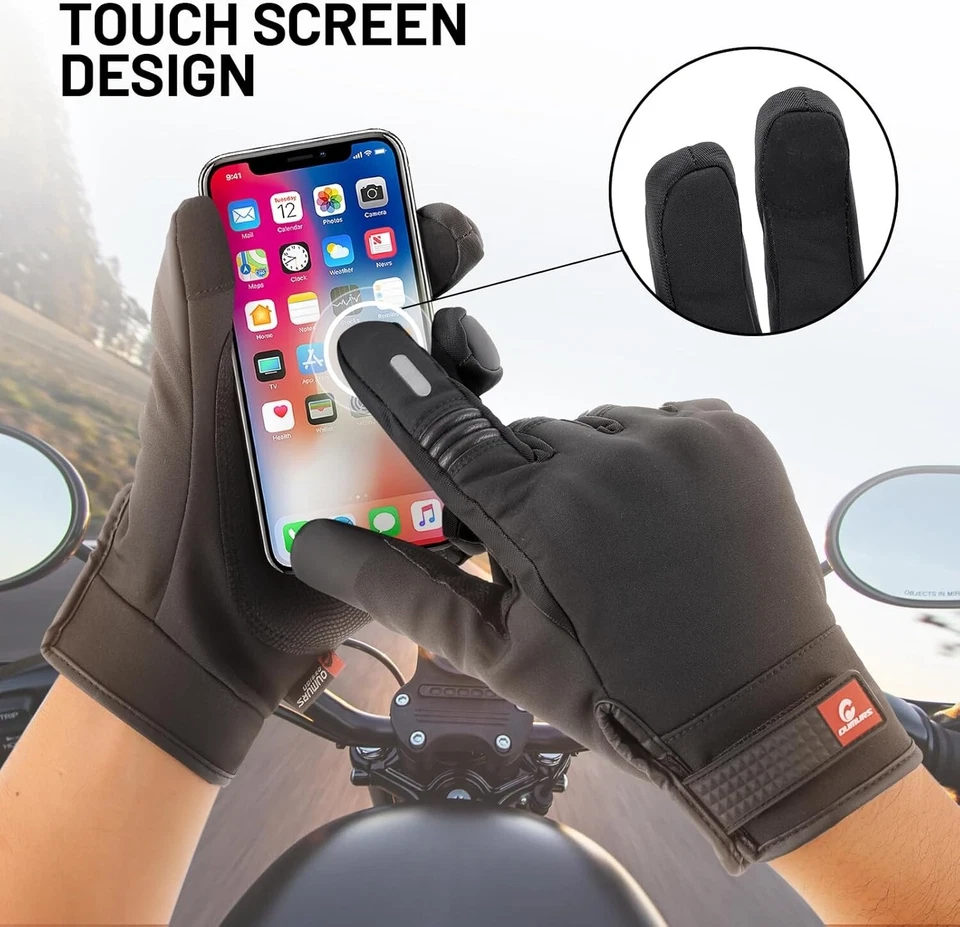 Guantes de motocicleta pantalla táctil ciclismo forro polar guantes térmicos para hombre mujer Foto 2 de 4