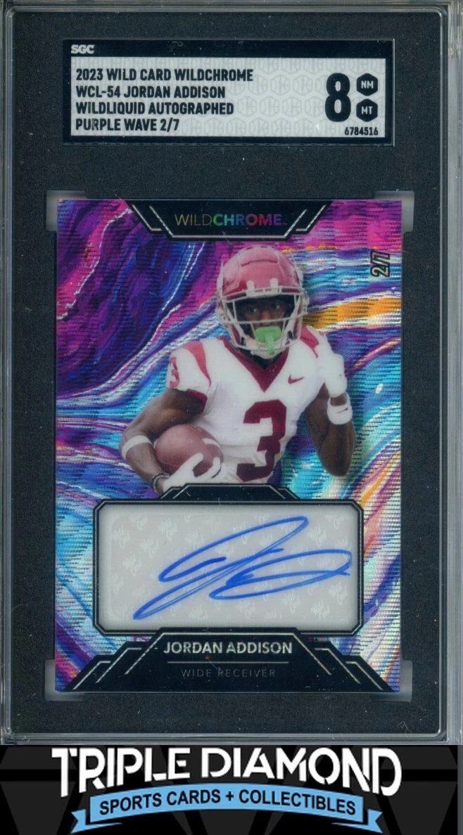 Jordan Addison Wild Card Wildchrome Draft Wildliquid Autographs #WCL54 Wave Holographic-Gold