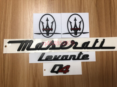 5PC SET Matte Black Emblem For Maserati Levante Side Trunk  Badges Nameplate/