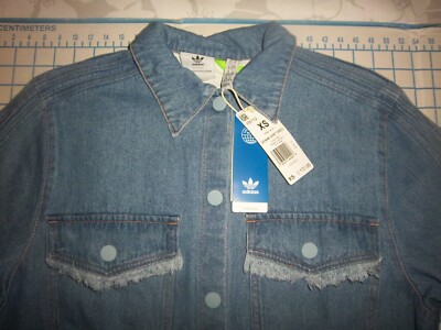 adidas Originals x KSENIASCHNAIDER Fringed Shirt Dress Light Denim Xs - Womens Originals Long Sleeve Shirts