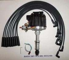 BUICK Big Block 400 430 455 Black Cap HEI DISTRIBUTOR & Black Spark Plug Wires