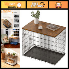 Wood Dog Crate Topper Countertop - Rustic Brown for 24-48" Dog Cages, Crate Cove