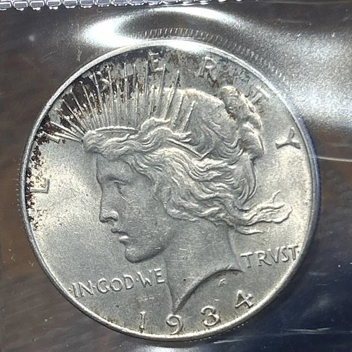 1934 Peace Dollar BU Uncirculated Nice Original Toning! Free S/H