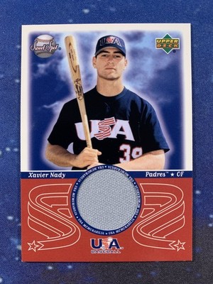 2002 Upper Deck Sweet Spot Xavier Nady USA Baseball Game Used Relic Patch Padres