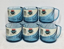6 Vintage 1992 Rubbermaid Blue Embossed Acrylic 10oz Mugs NOS Retro Minimalist