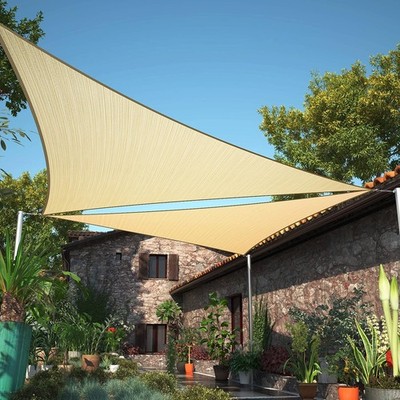 12' x 12' x 17' Beige Right Triangle Sun Shade Sail, UPF50+ UV Block 200GSM
