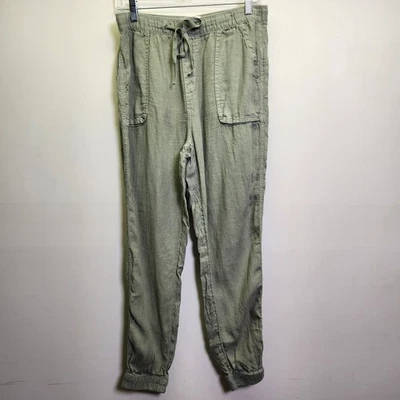 C&C California 100% Linen Jogger Pants Soft Lrg Pockets Elastic Drawstring Waist - Image 1 of 4